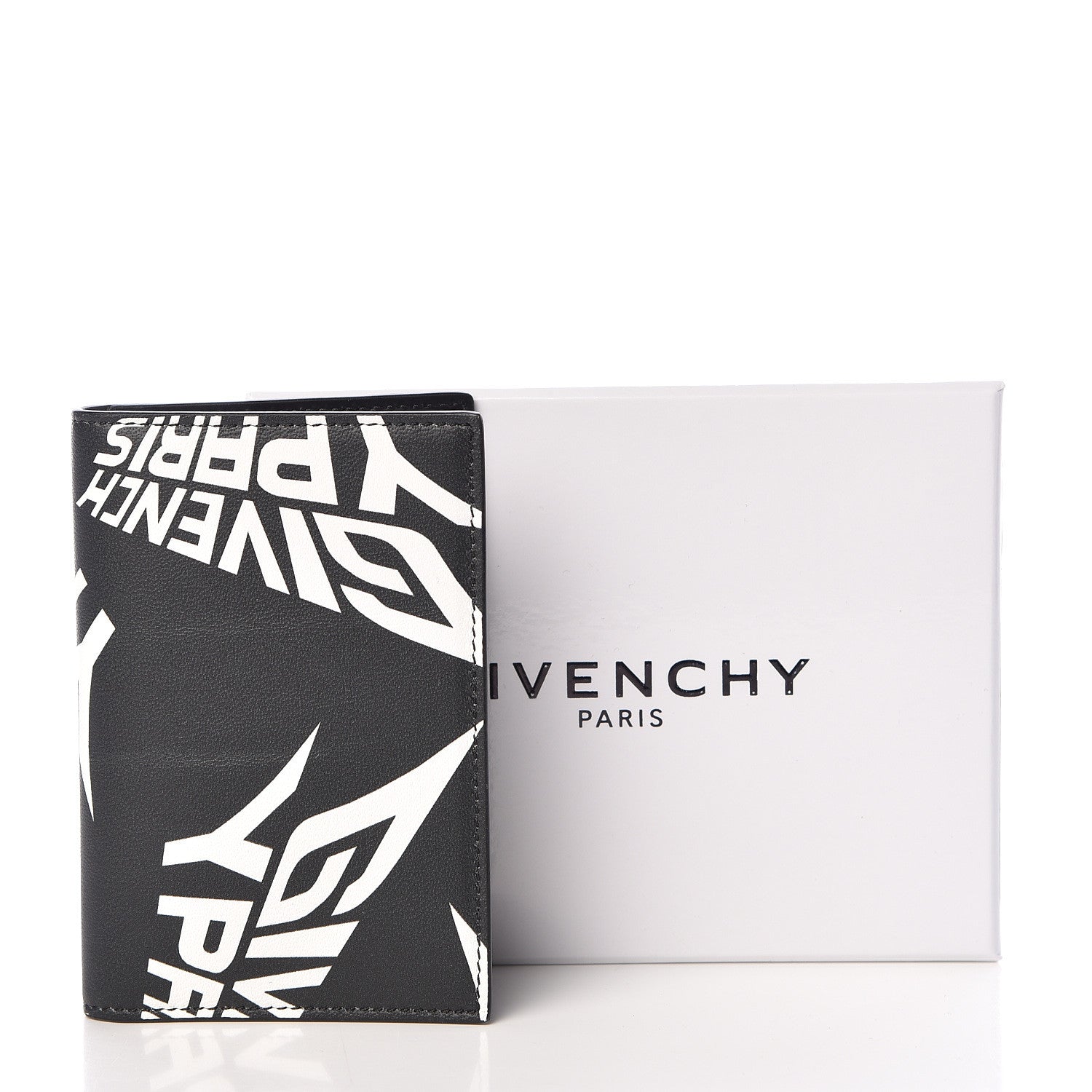 Givenchy Calfskin Logo 3CC Folding Card Holder Black White 9 of 9