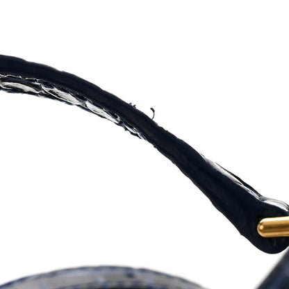 Balenciaga Shiny Calfskin Crocodile Embossed Small Hourglass Top Handle Bag Navy 11 of 11