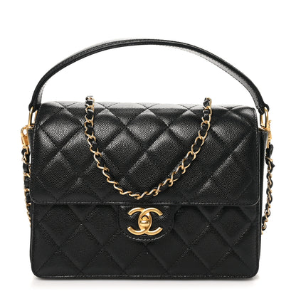 Chanel Shiny Caviar Quilted Small Top Handle Flap  Black 1 of 11