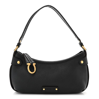 Salvatore Ferragamo Pebbled Calfskin Suede Small Gancini Shoulder Bag 1 of 10
