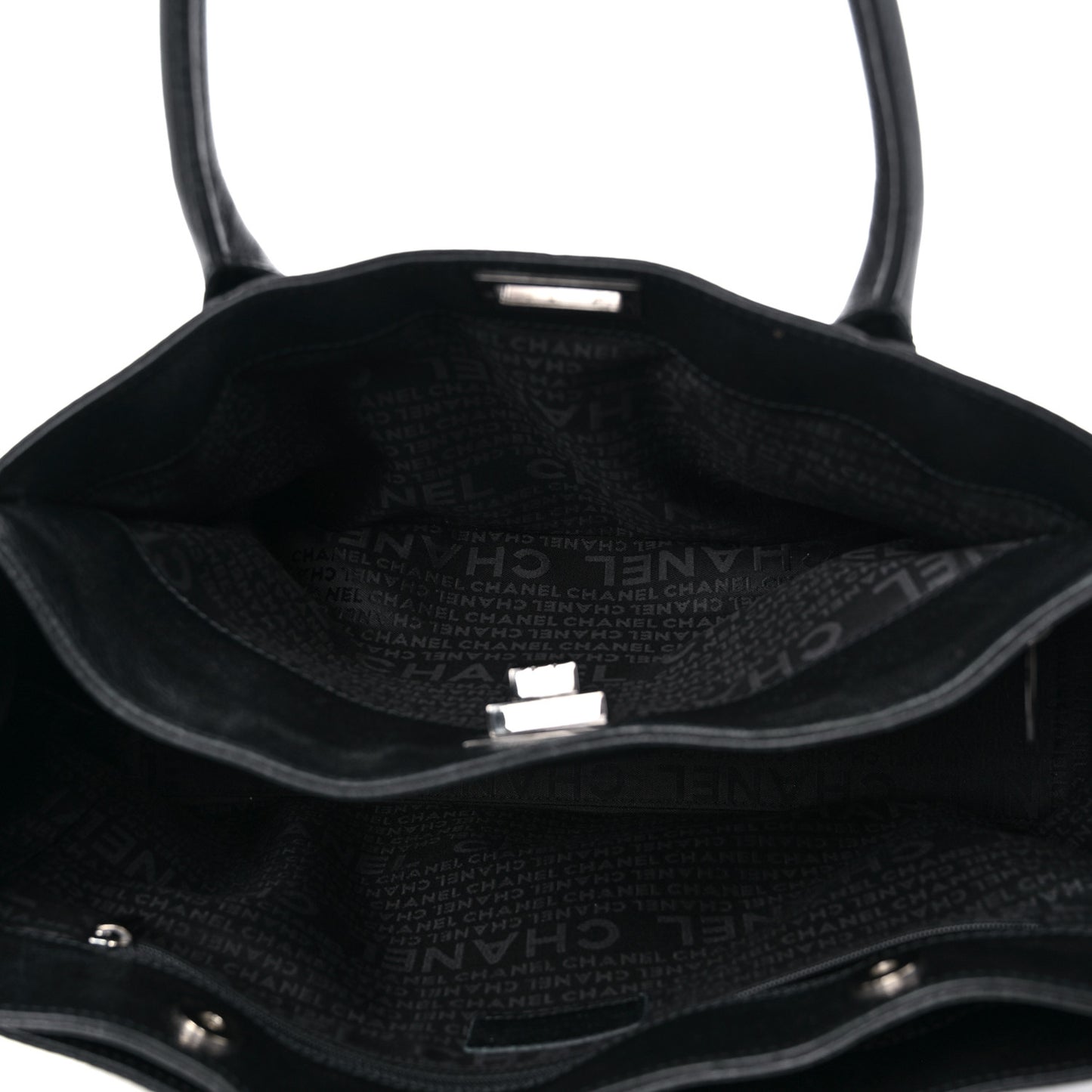 Calfskin Mademoiselle Lock Cerf Executive Shopper Tote Black