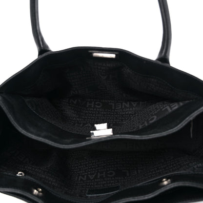 Chanel Calfskin Mademoiselle Lock Cerf Executive Shopper Tote Black 10 of 22
