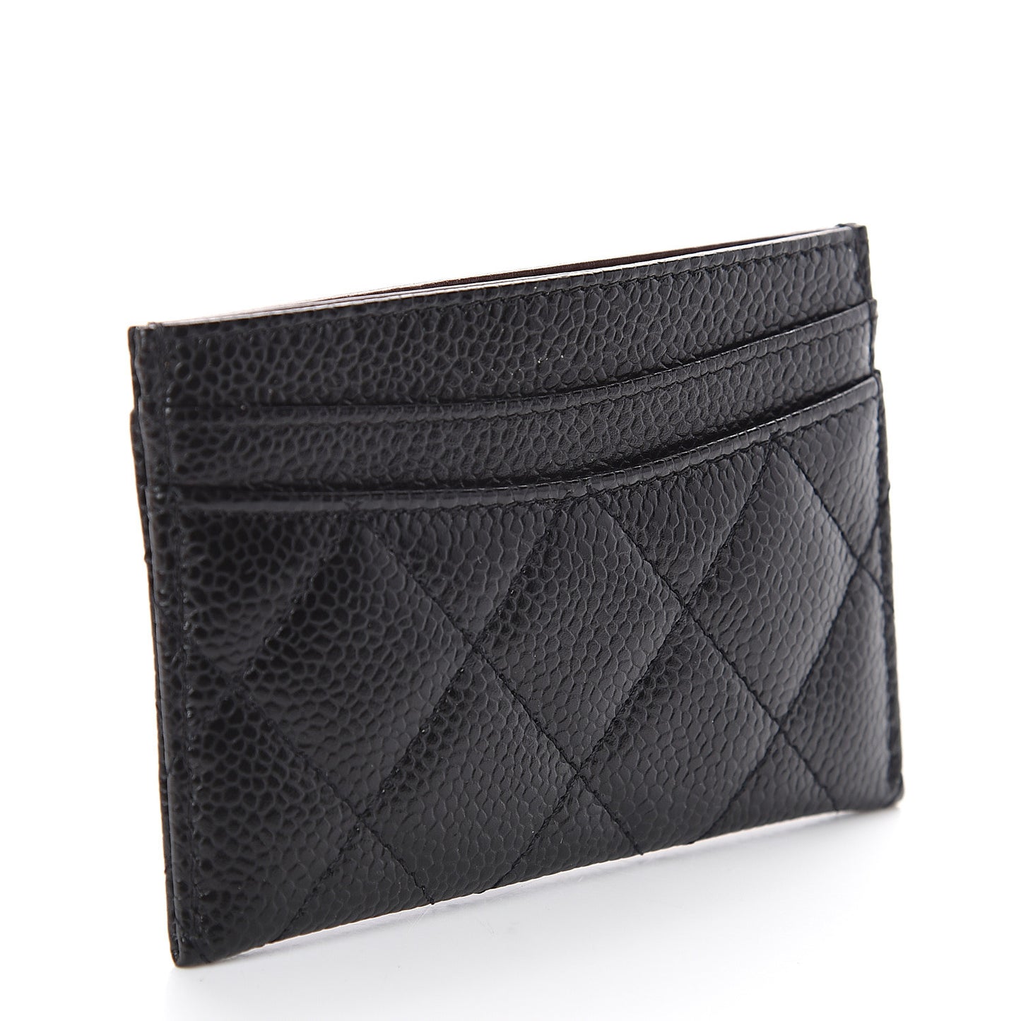 Caviar Quilted Card Holder Black