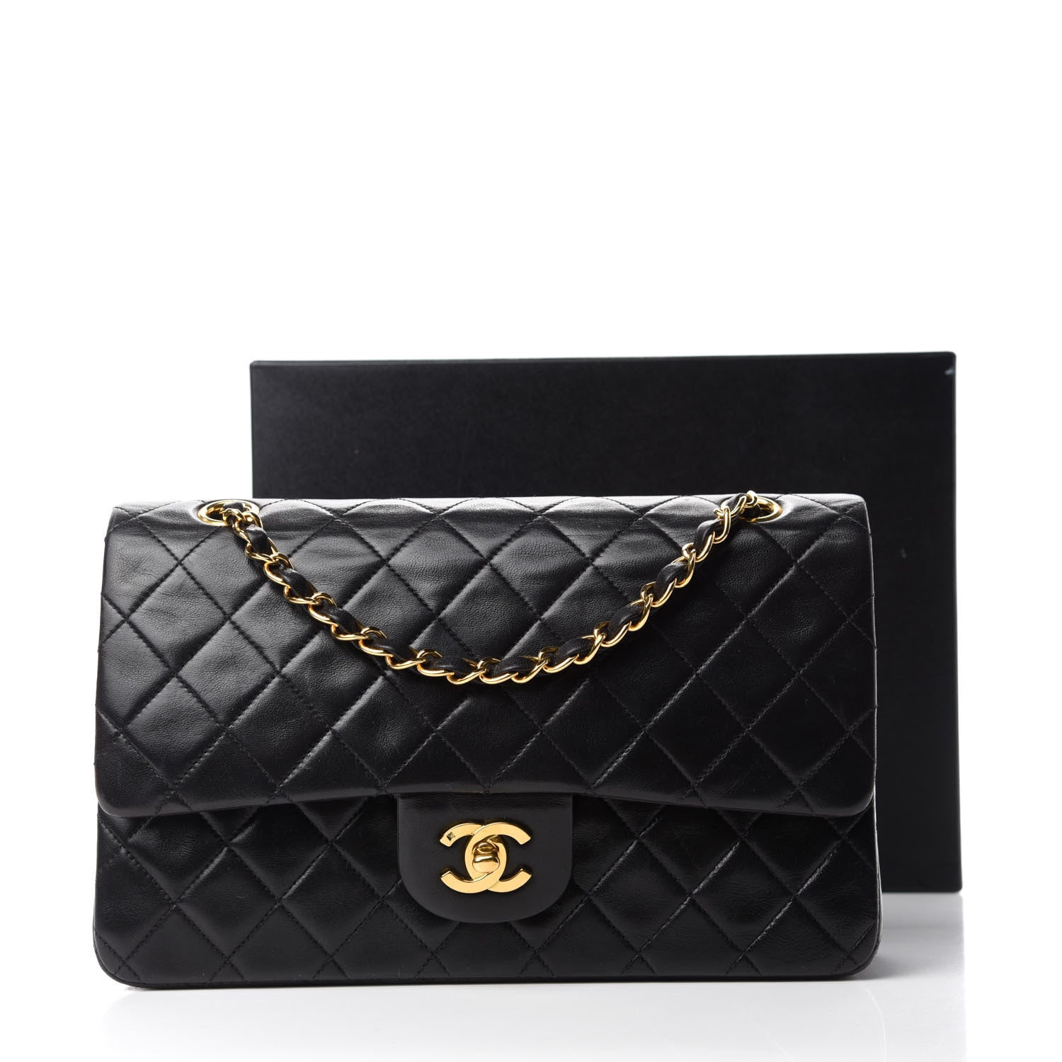 Chanel Lambskin Quilted Medium Double Flap Black 14 of 14