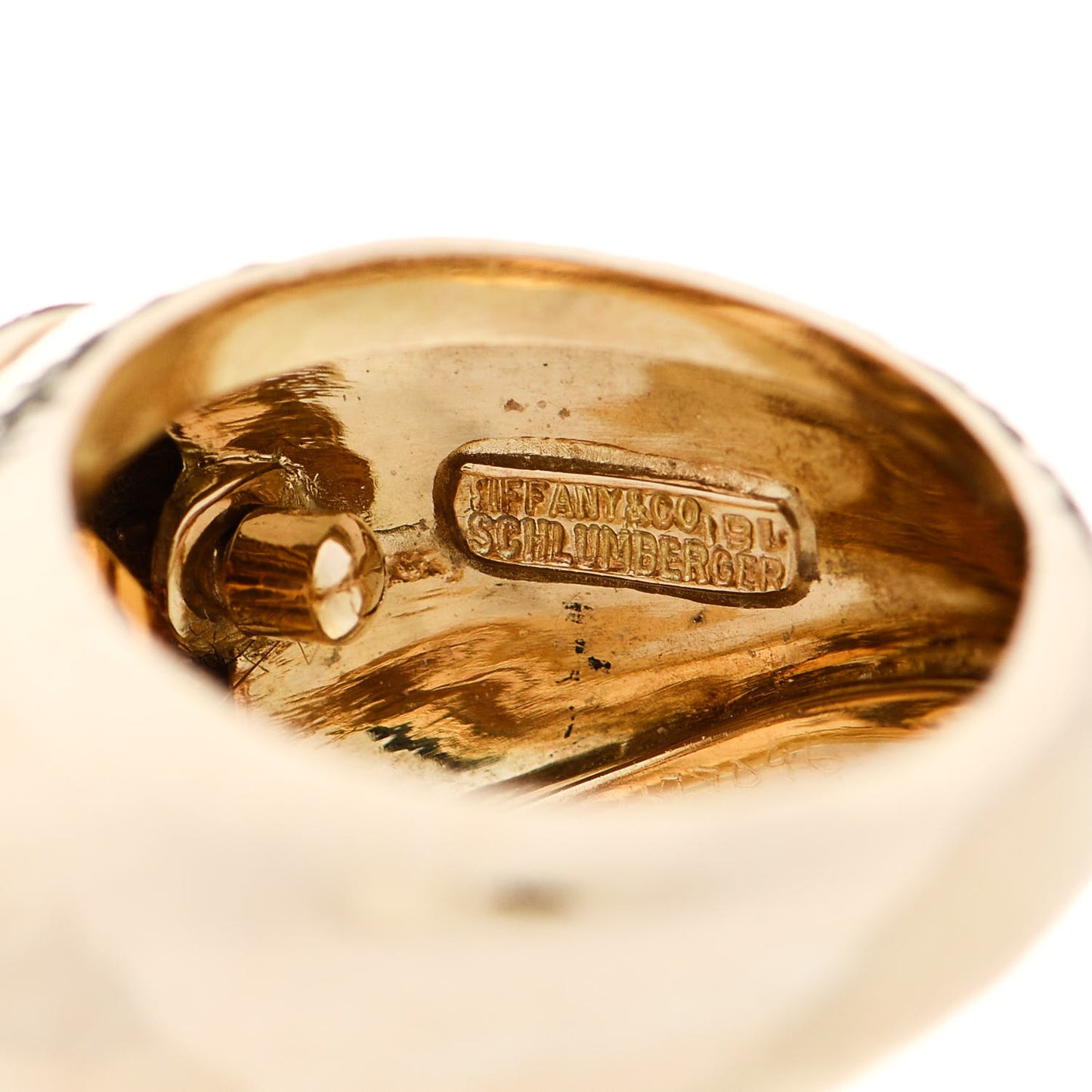 18K Yellow Gold Citrine Schlumberger Hammered Ring 51 5.75