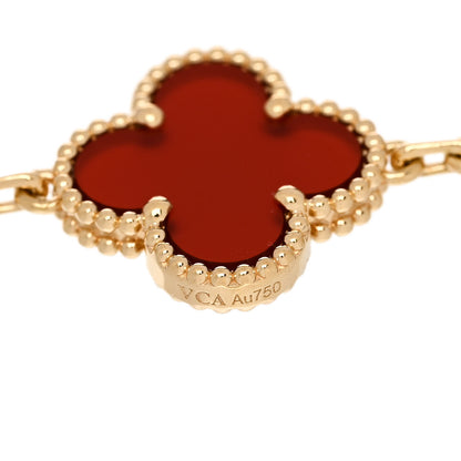 Van Cleef & Arpels 18K Yellow Gold Carnelian 5 Motifs Vintage Alhambra Bracelet 3 of 5