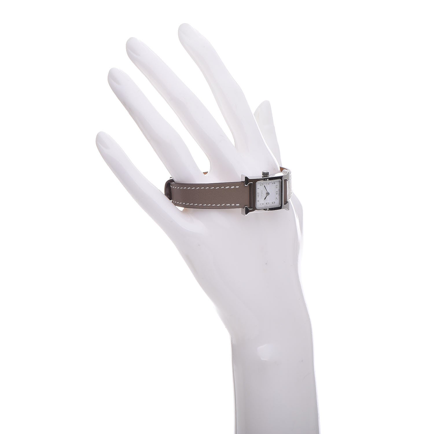 Hermes Stainless Steel Swift 17.2mm Heure H Hour Watch Etoupe 2 of 11