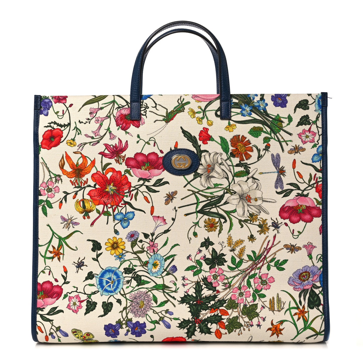 Canvas Large Flora Tote Navy Multicolor