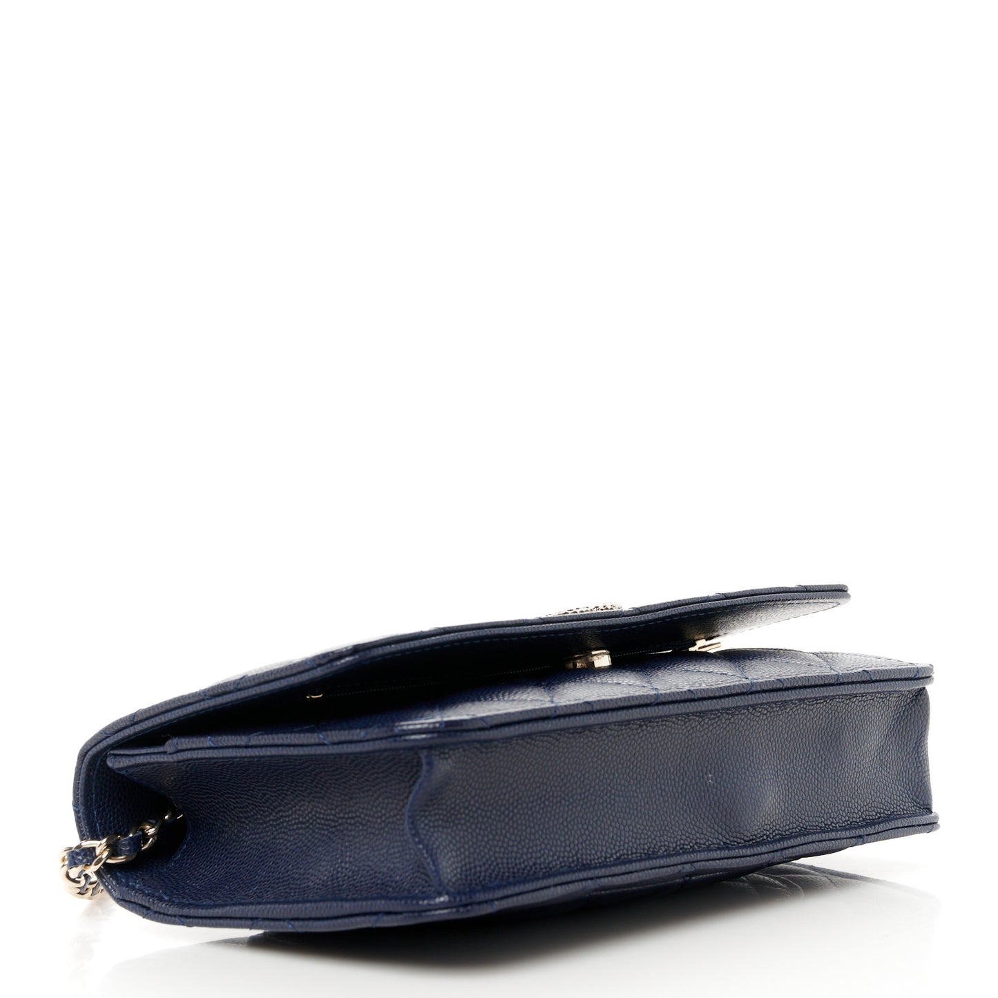 Caviar Quilted Hammered CC Wallet on Chain WOC Navy Blue
