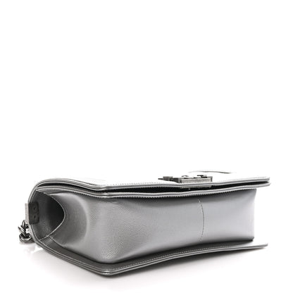 Chanel Metallic Caviar Quilted Medium Boy Flap Silver 4 of 11