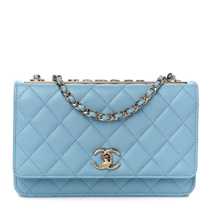 Chanel Lambskin Quilted Trendy CC Wallet On Chain WOC Light Blue 1 of 12