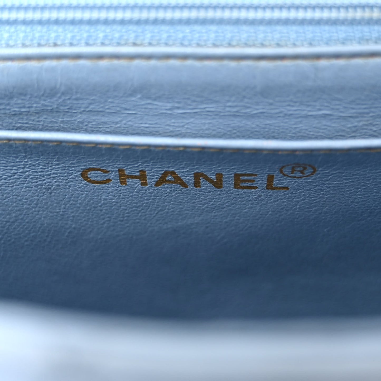 Lambskin Quilted CC Messenger Light Blue
