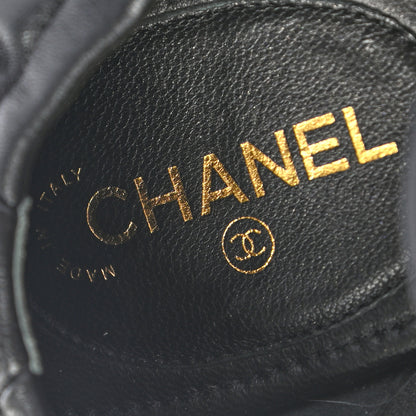 Chanel Laminated Lambskin Womens Quilted Elastic CC Moccasin Loafers 36 Black 7 of 8