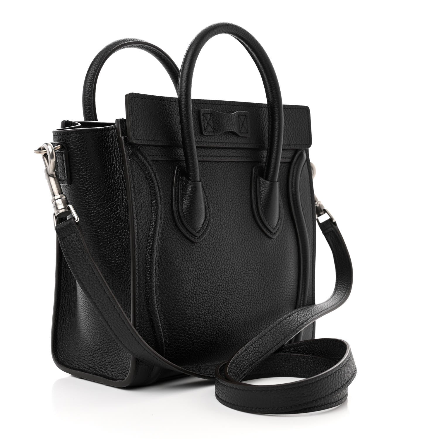 Celine Drummed Calfskin Nano Luggage Black 3 of 10