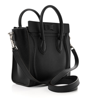 Celine Drummed Calfskin Nano Luggage Black 3 of 10
