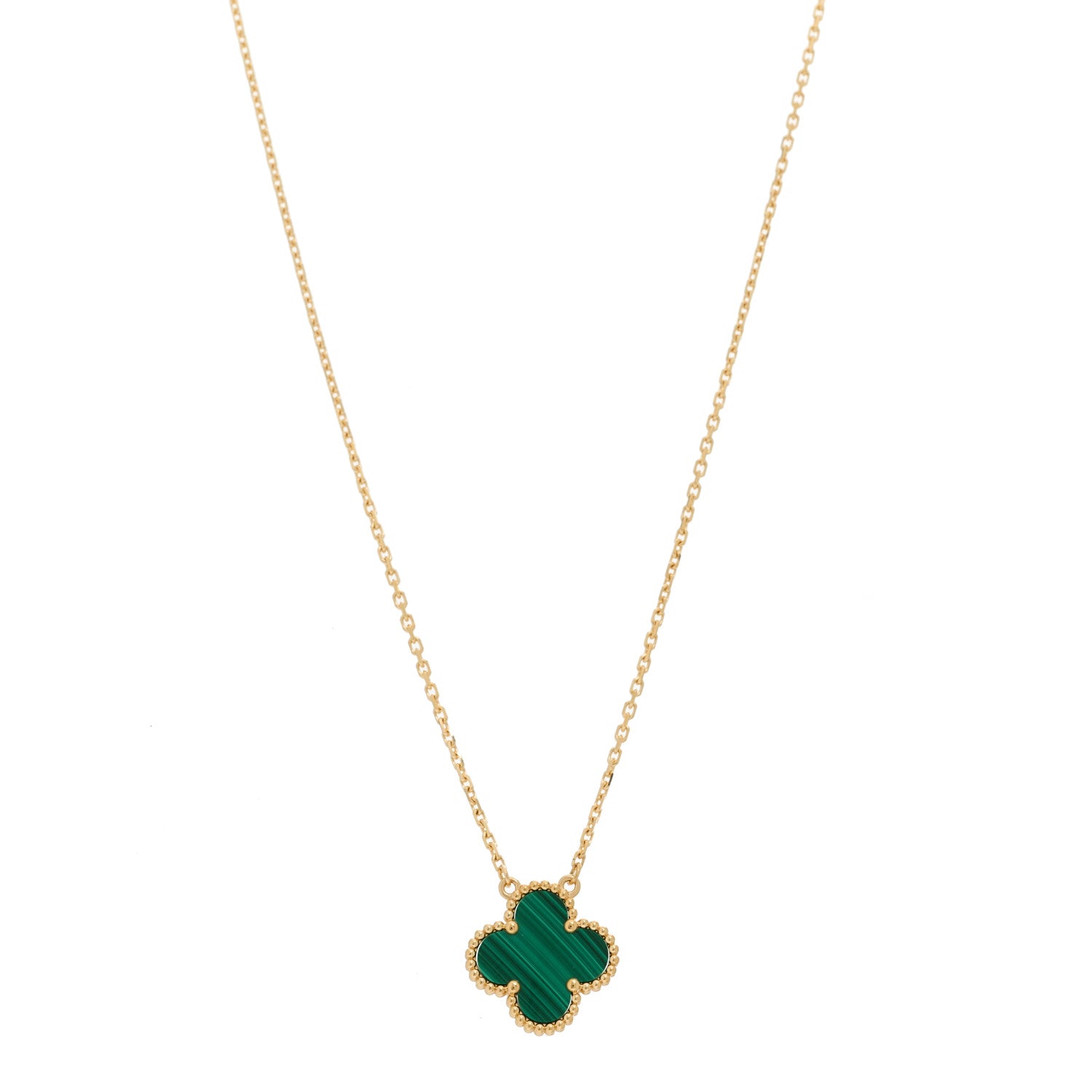 Van Cleef & Arpels 18K Yellow Gold Malachite Vintage Alhambra Pendant Necklace 1 of 5