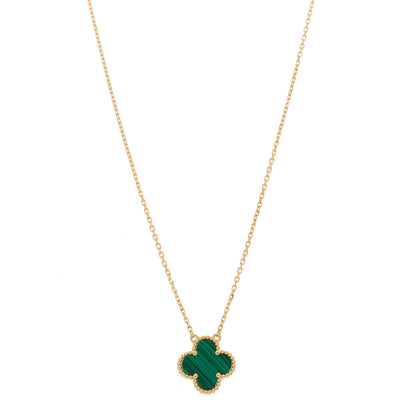 Van Cleef & Arpels 18K Yellow Gold Malachite Vintage Alhambra Pendant Necklace 1 of 5