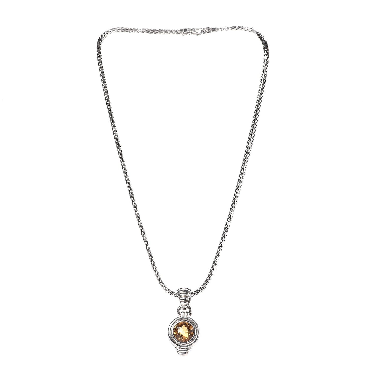 Sterling Silver Citrine Drop Pendant Necklace