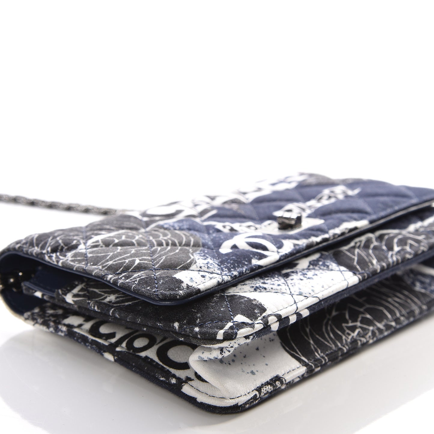 Canvas Printed Quilted 2.55 Reissue Wallet On Chain WOC White Black Navy Blue