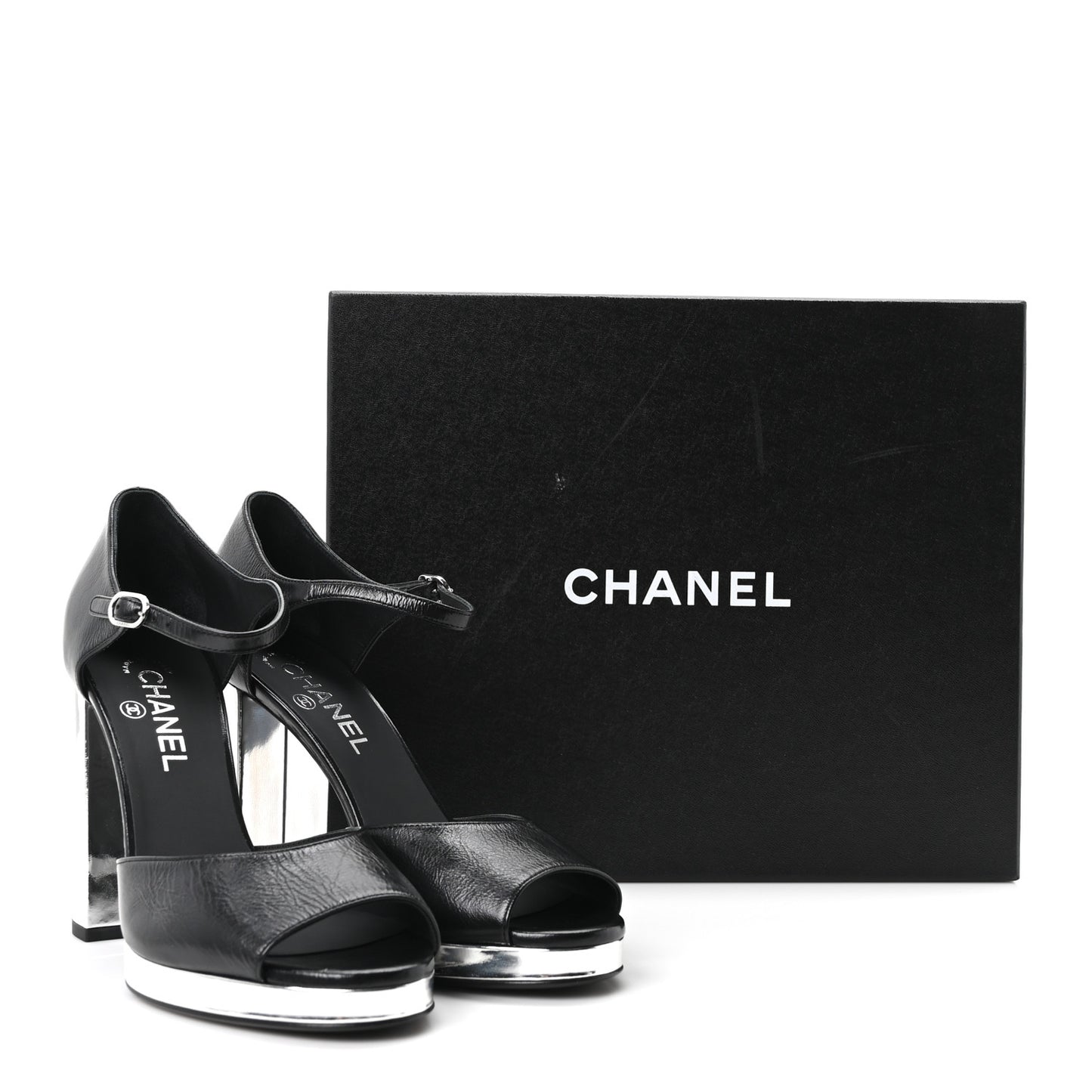 Shiny Lambskin Sandals 39.5 Black
