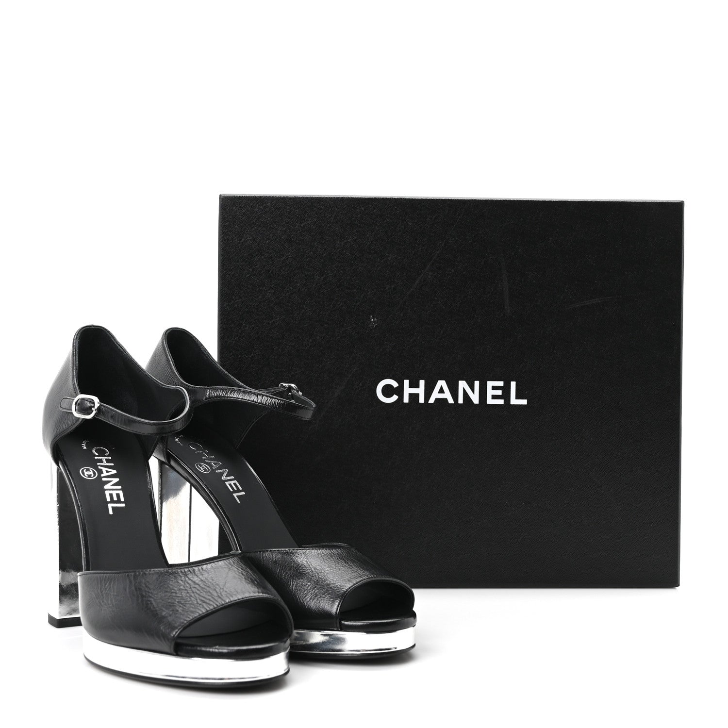 Chanel Shiny Lambskin Sandals 39.5 Black 10 of 10