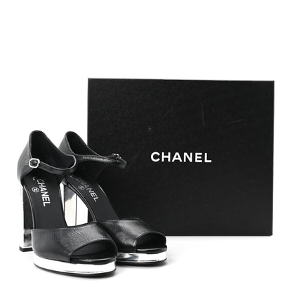 Chanel Shiny Lambskin Sandals 39.5 Black 10 of 10