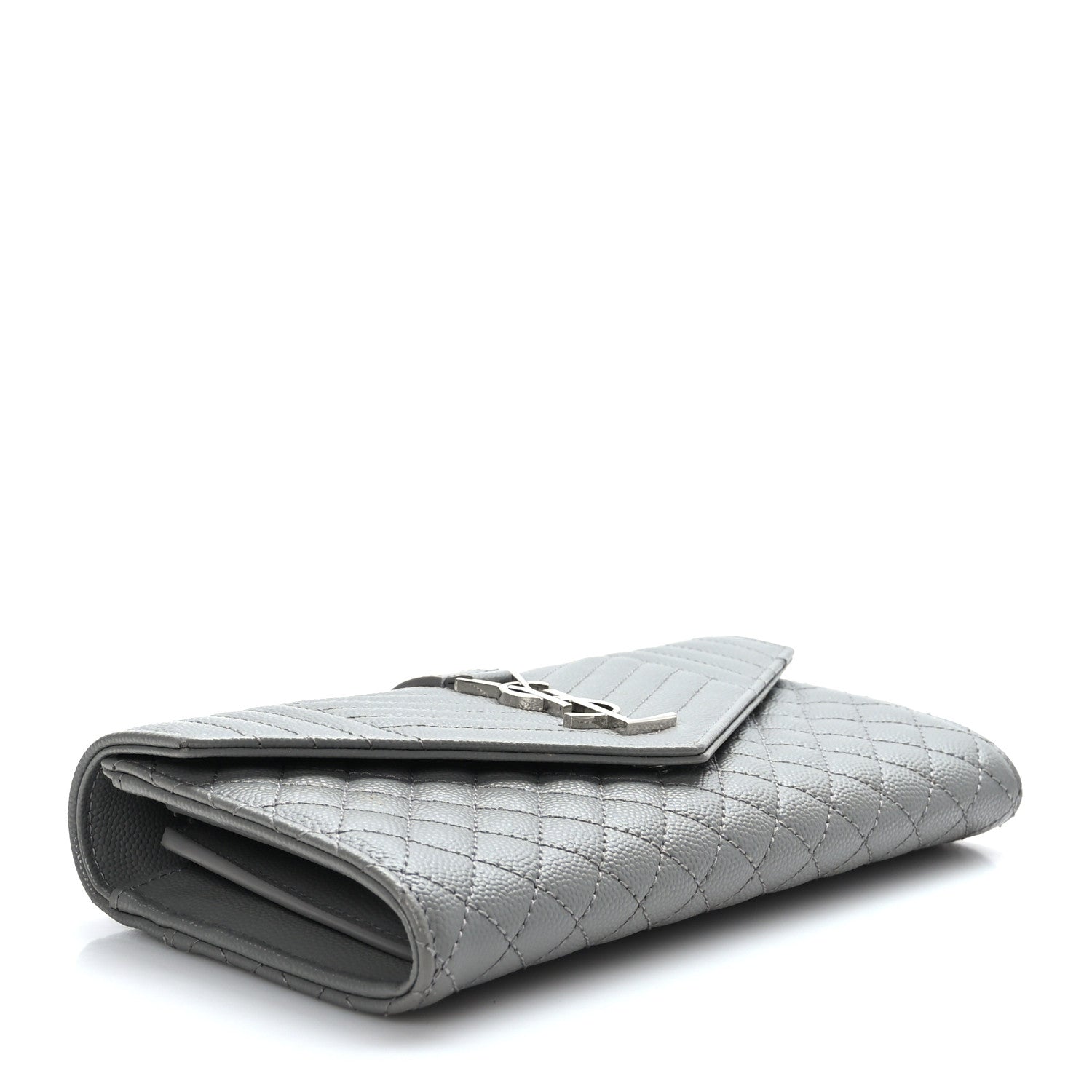 Saint Laurent Grain De Poudre Mixed Matelasse Triquilt Large Monogram Wallet Stone 4 of 8