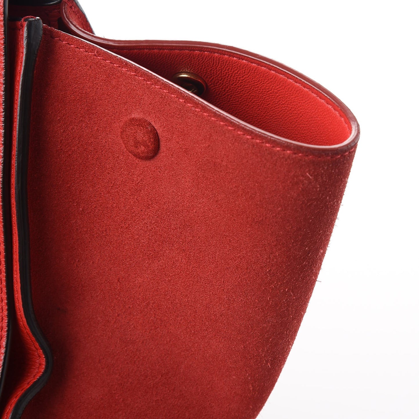 Drummed Calfskin Suede Medium Trapeze Coquelicot