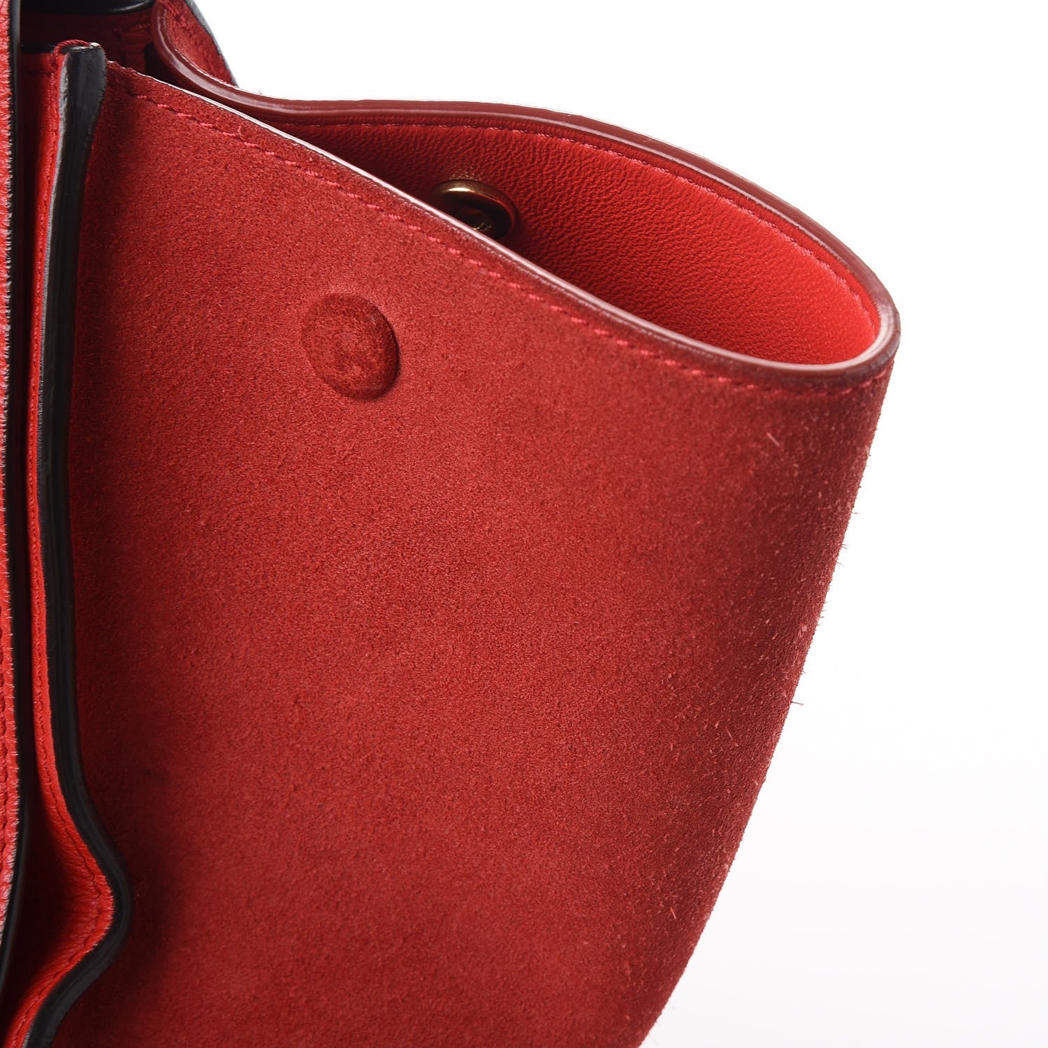 Celine Drummed Calfskin Suede Medium Trapeze Coquelicot 9 of 13