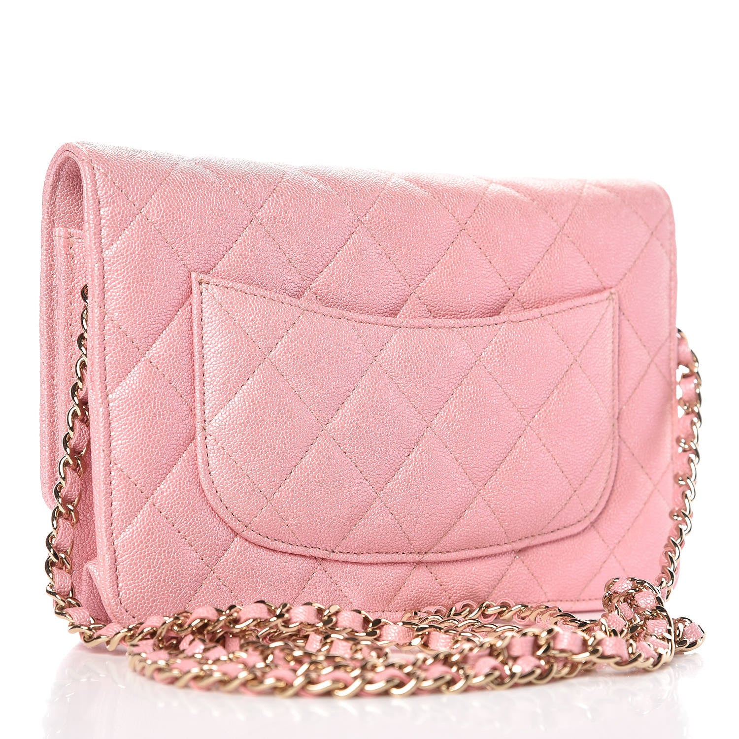 Chanel Iridescent Caviar Quilted Wallet on Chain WOC Rose Pink 3 of 9