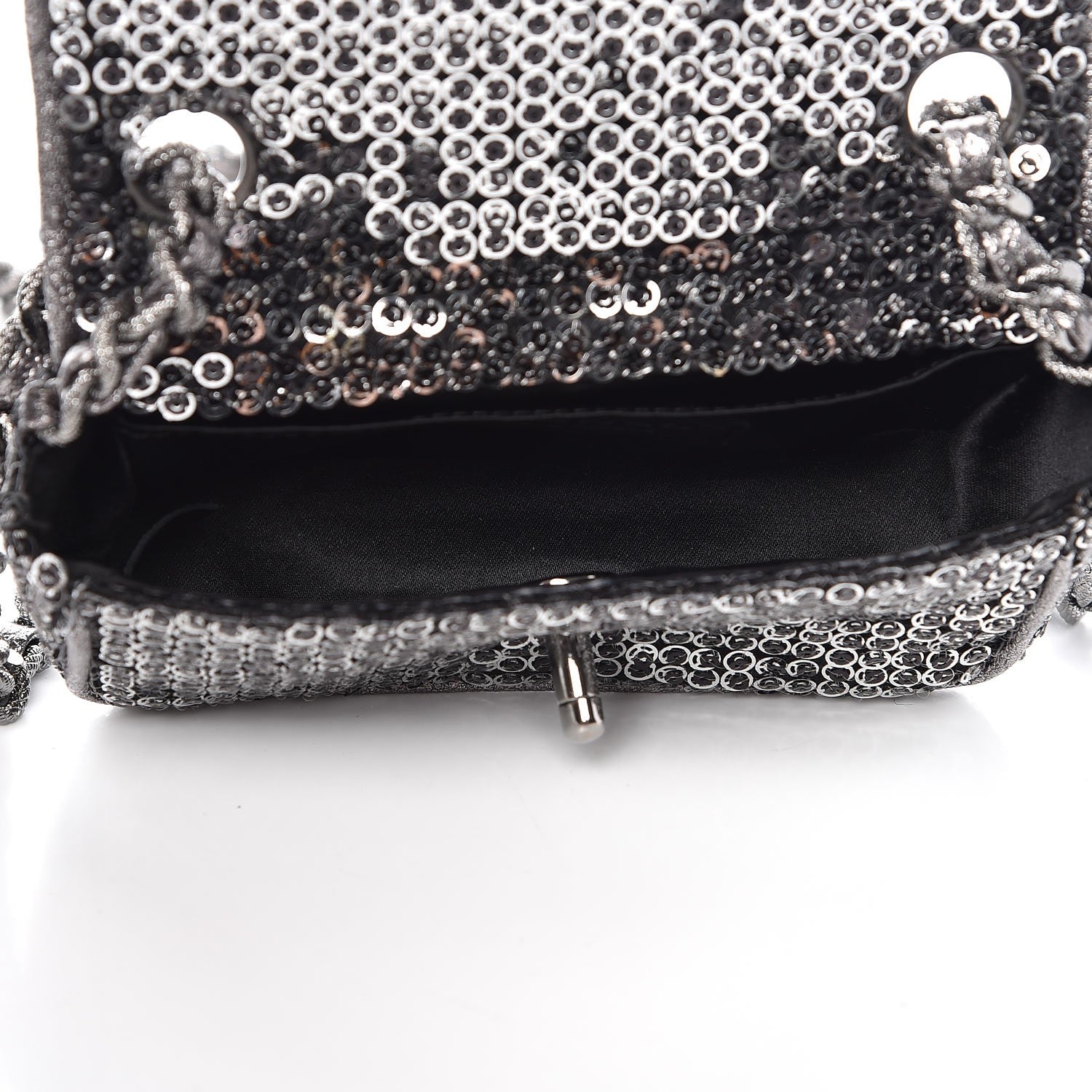 Chanel Sequin Micro Flap Dark Silver 5 of 9