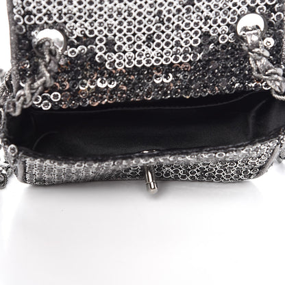Chanel Sequin Micro Flap Dark Silver 5 of 9