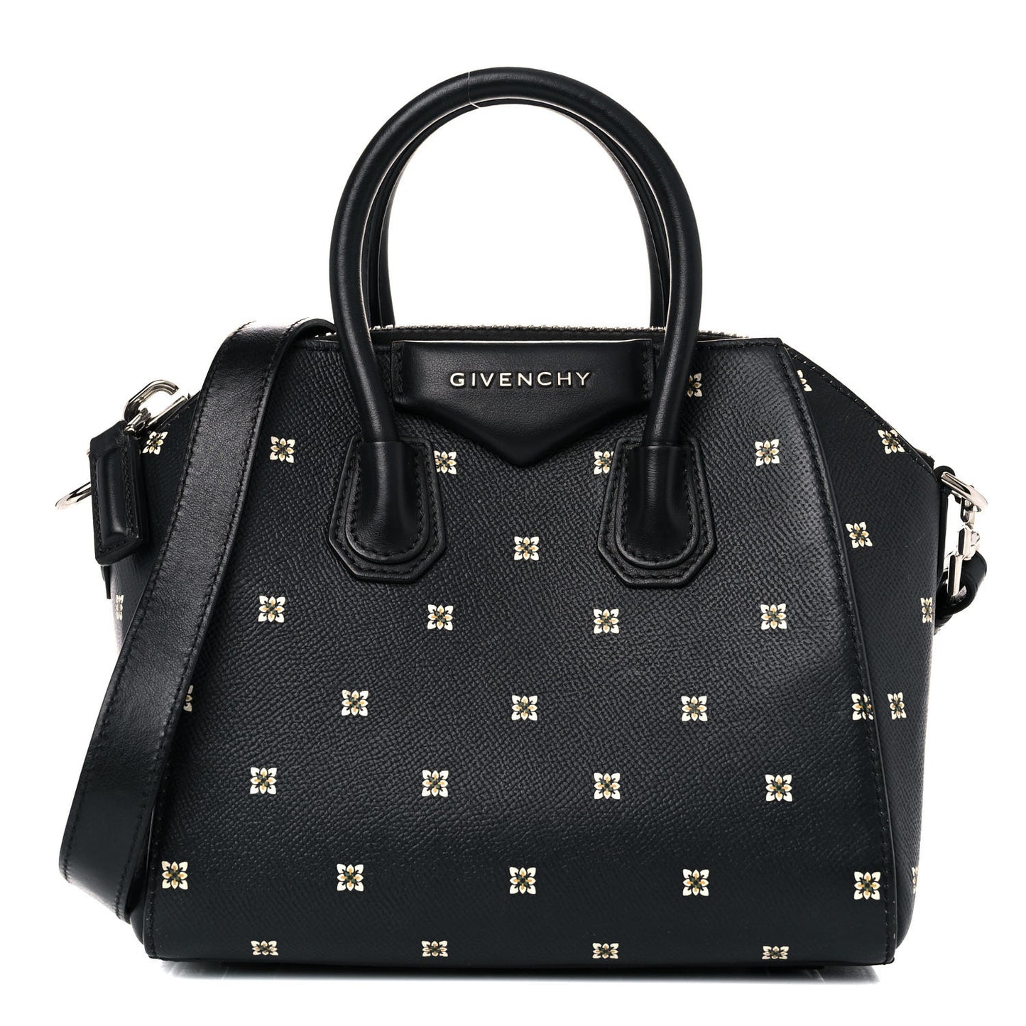 Calfskin Mini Lilies Print Mini Antigona Black