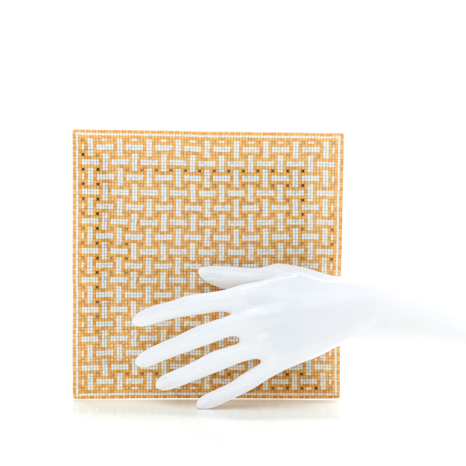 Hermes Porcelain Mosaique au 24 Square Plate Gold 2 of 5