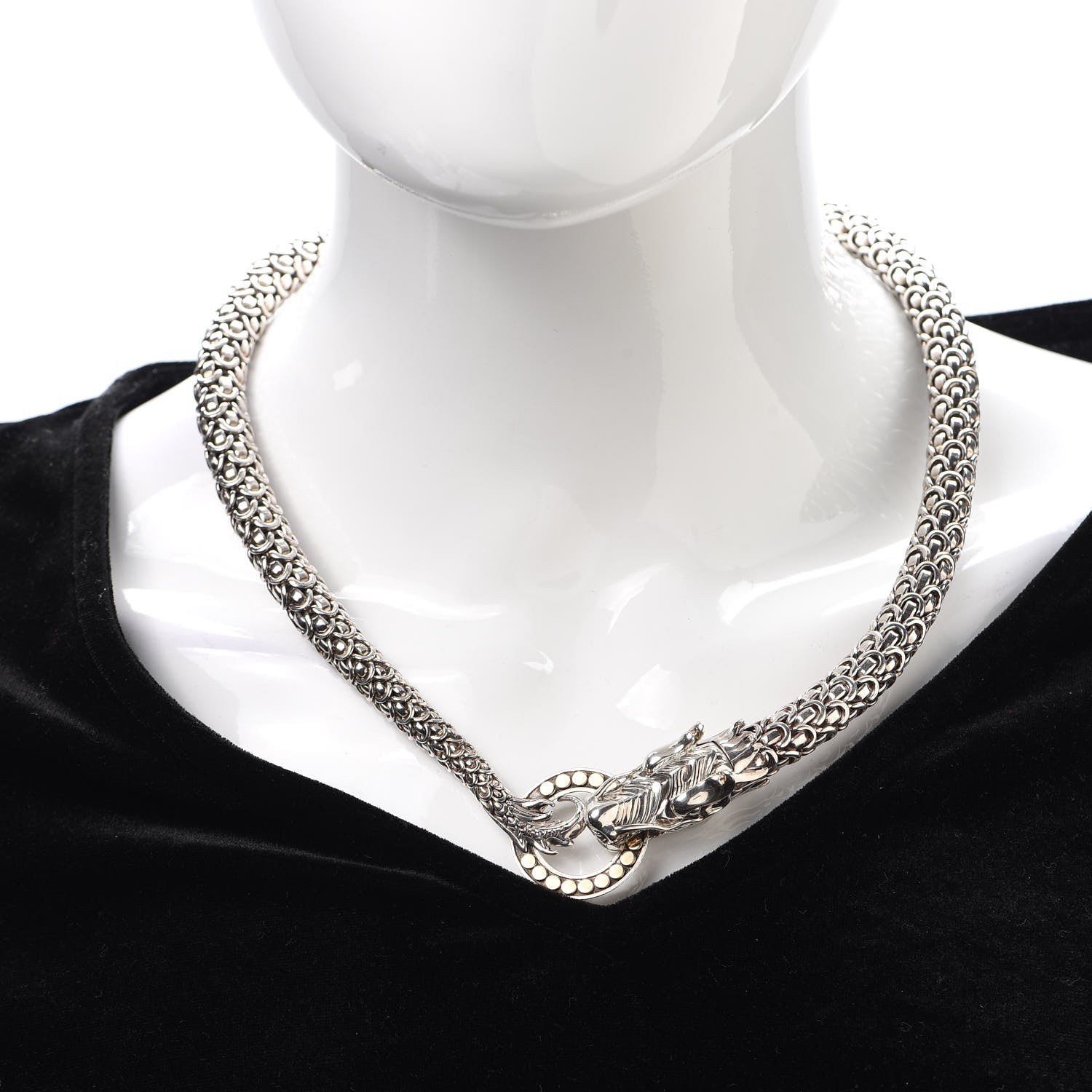 John Hardy Sterling Silver 18K Yellow Gold Naga Dragon Collar Necklace 3 of 5