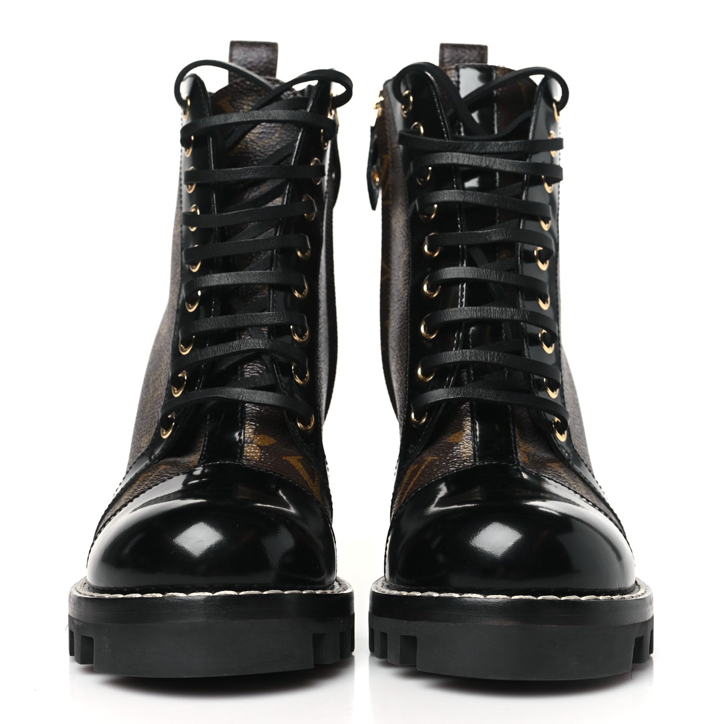 Patent Calfskin Monogram Star Trail Ankle Boots 36 Black