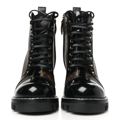 Louis Vuitton Patent Calfskin Monogram Star Trail Ankle Boots 36 Black 2 of 8