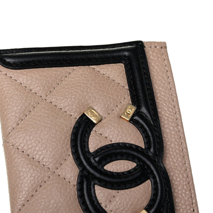 Chanel Caviar Quilted Filigree Card Holder Beige Black 10 of 10