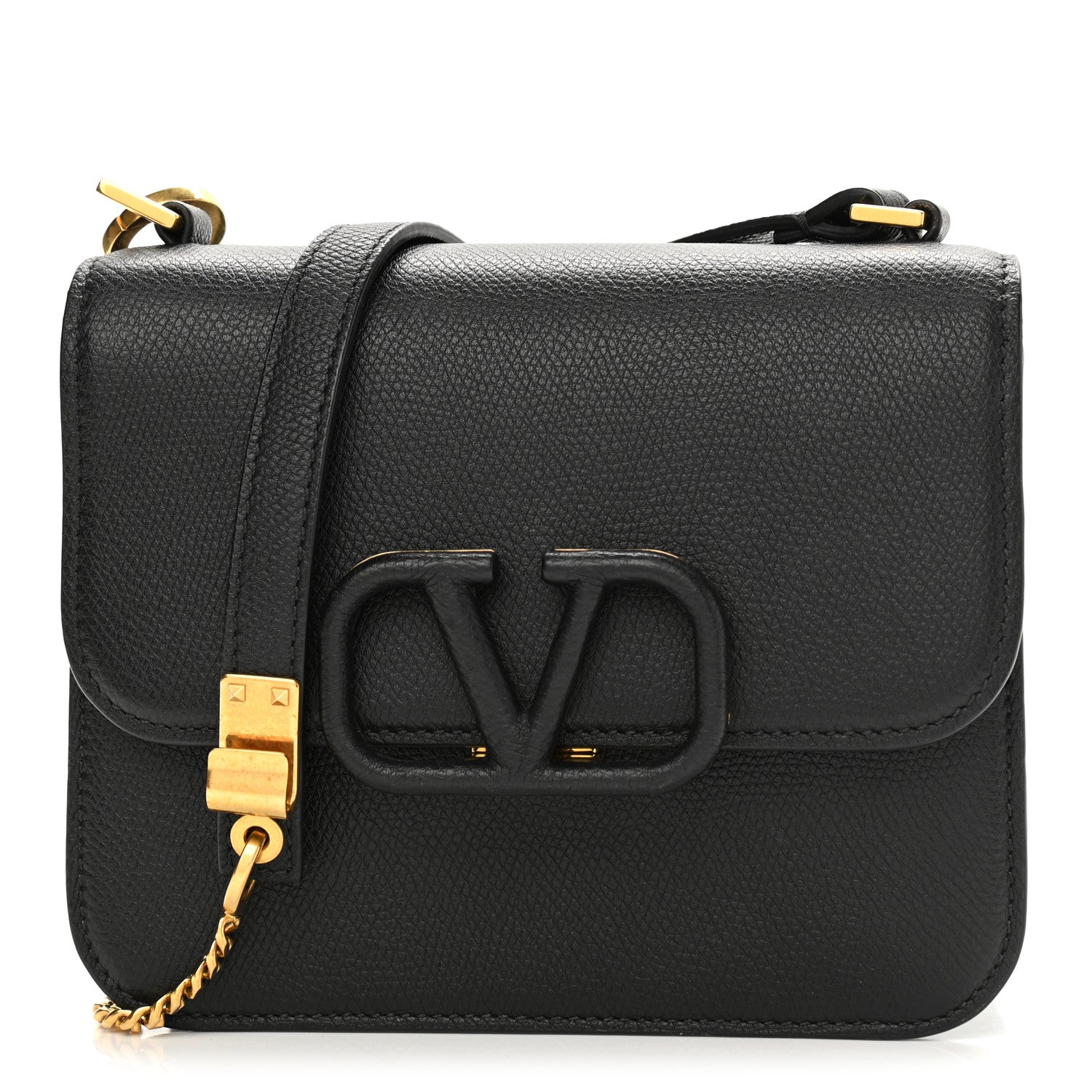 Valentino Garavani Grainy Calfskin Small VSling Shoulder Bag Black 1 of 9