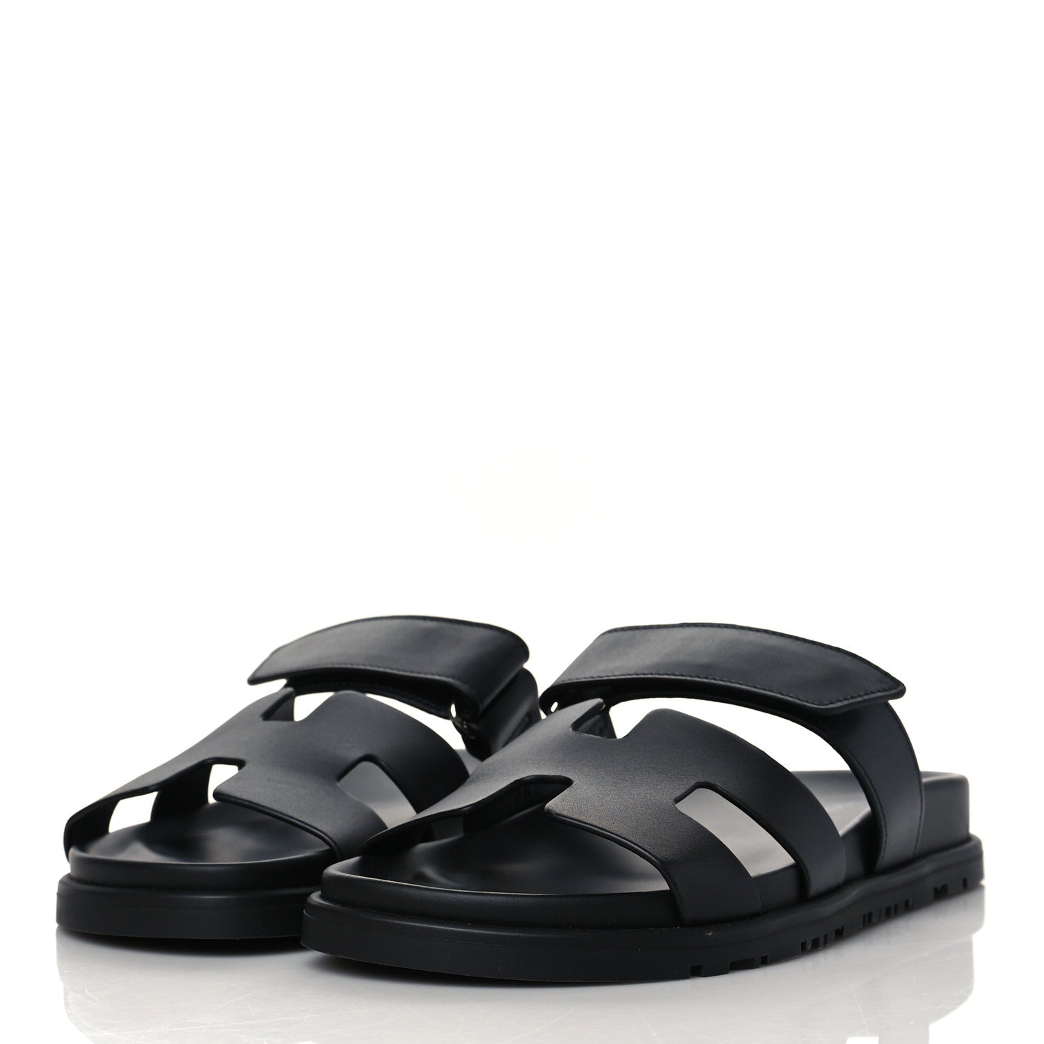 Hermes Calfskin Womens Chypre Sandals 35.5 Black 3 of 9