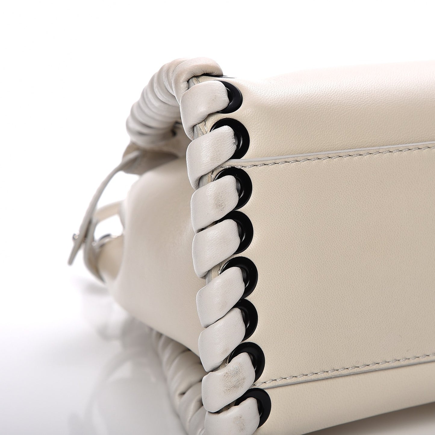 Nappa Lace Up Mini Peekaboo Iconic Satchel Bianco Carta