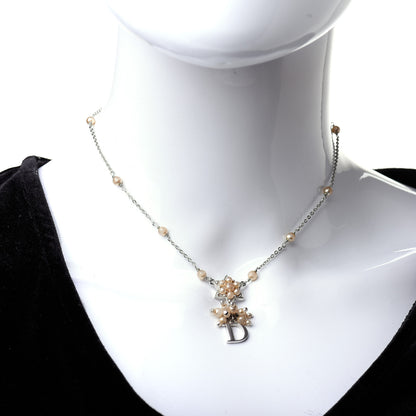 Christian Dior Pearl Logo Star Necklace Silver 2 of 4