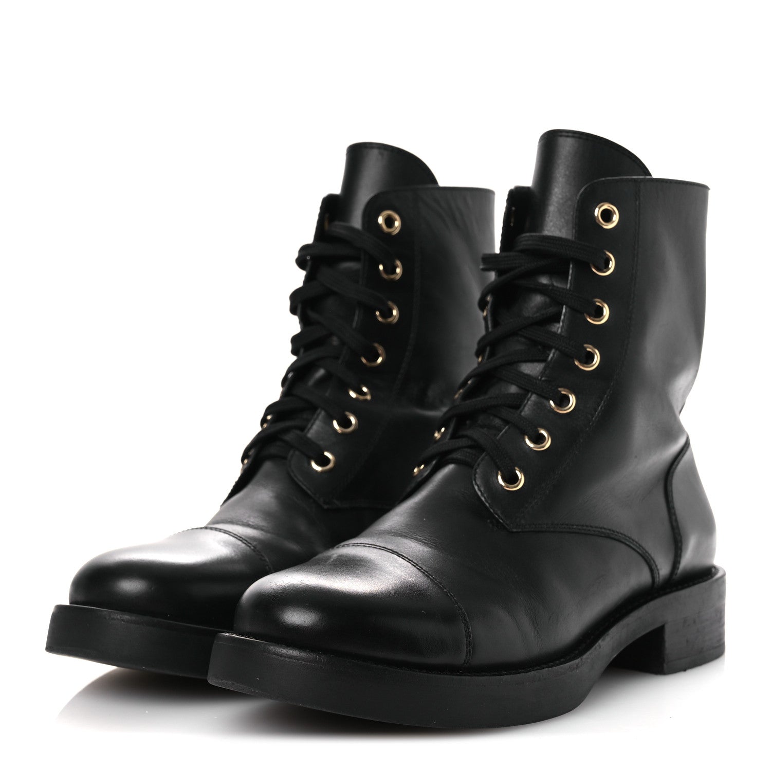 Louis Vuitton Calfskin Flat Ranger Boots 36.5 Black 3 of 11