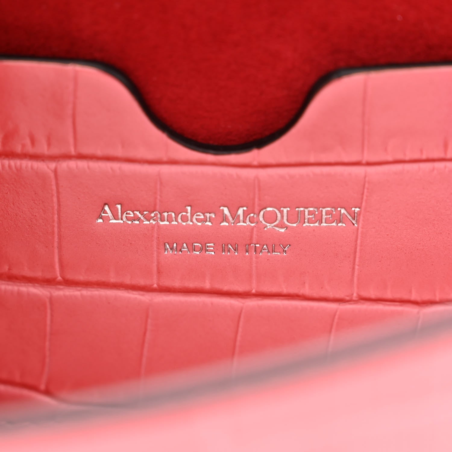Alexander McQueen Calfskin Crocodile Embossed Skull Mini Crossbody Bag Pink 6 of 10