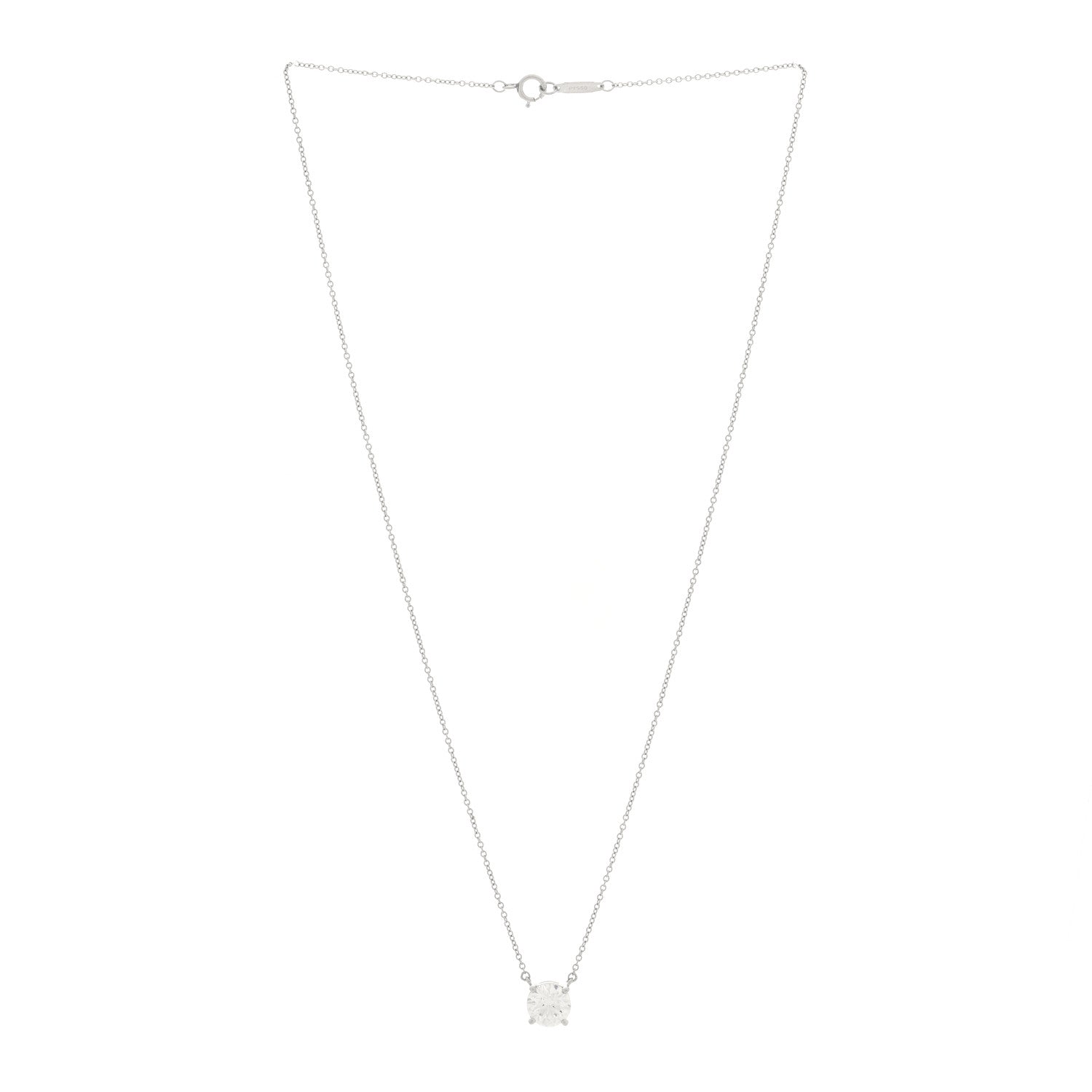 Tiffany Platinum Diamond 1.52ct Solitaire Pendant Necklace 3 of 5
