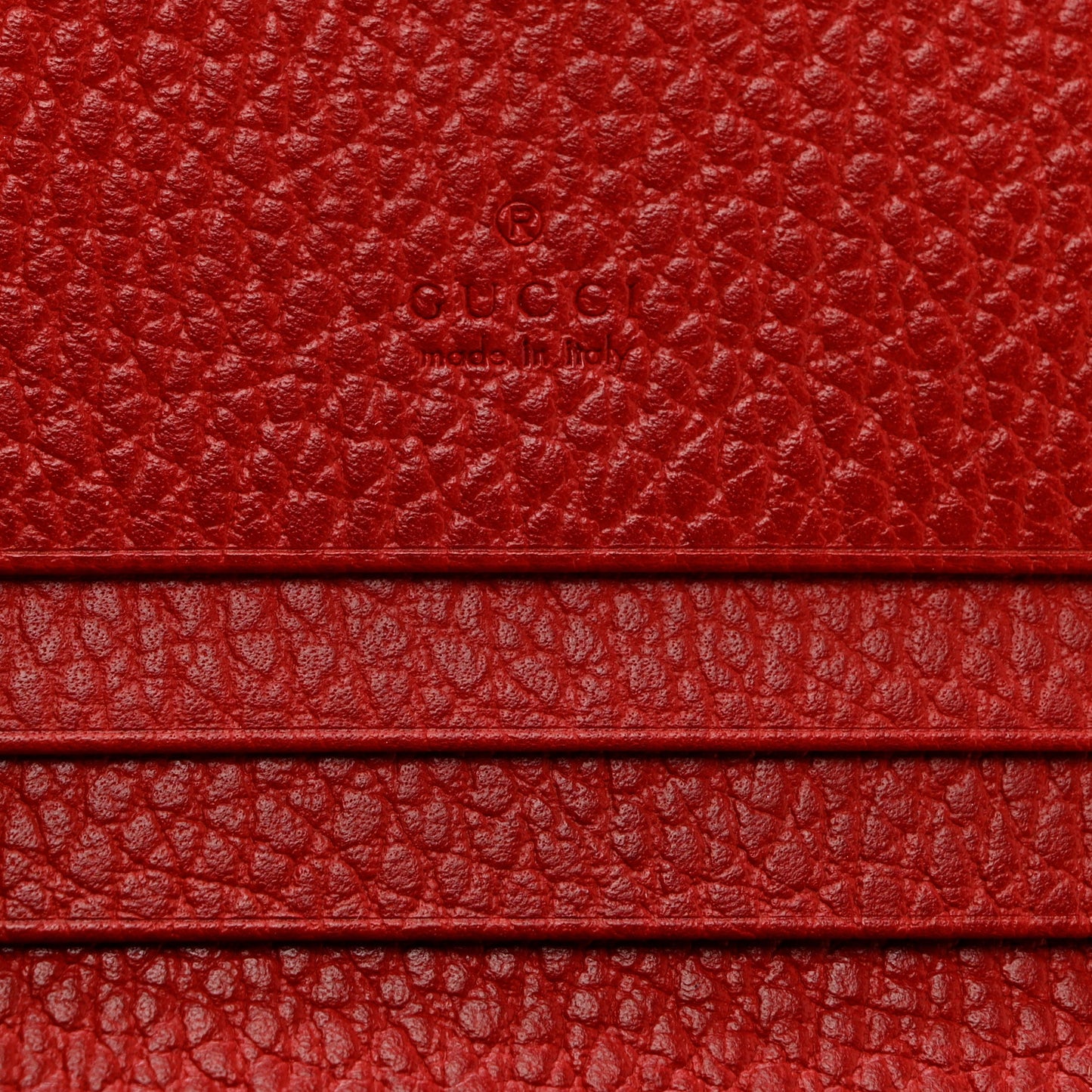 Pebbled Calfskin GG Marmont Card Case Hibiscus Red