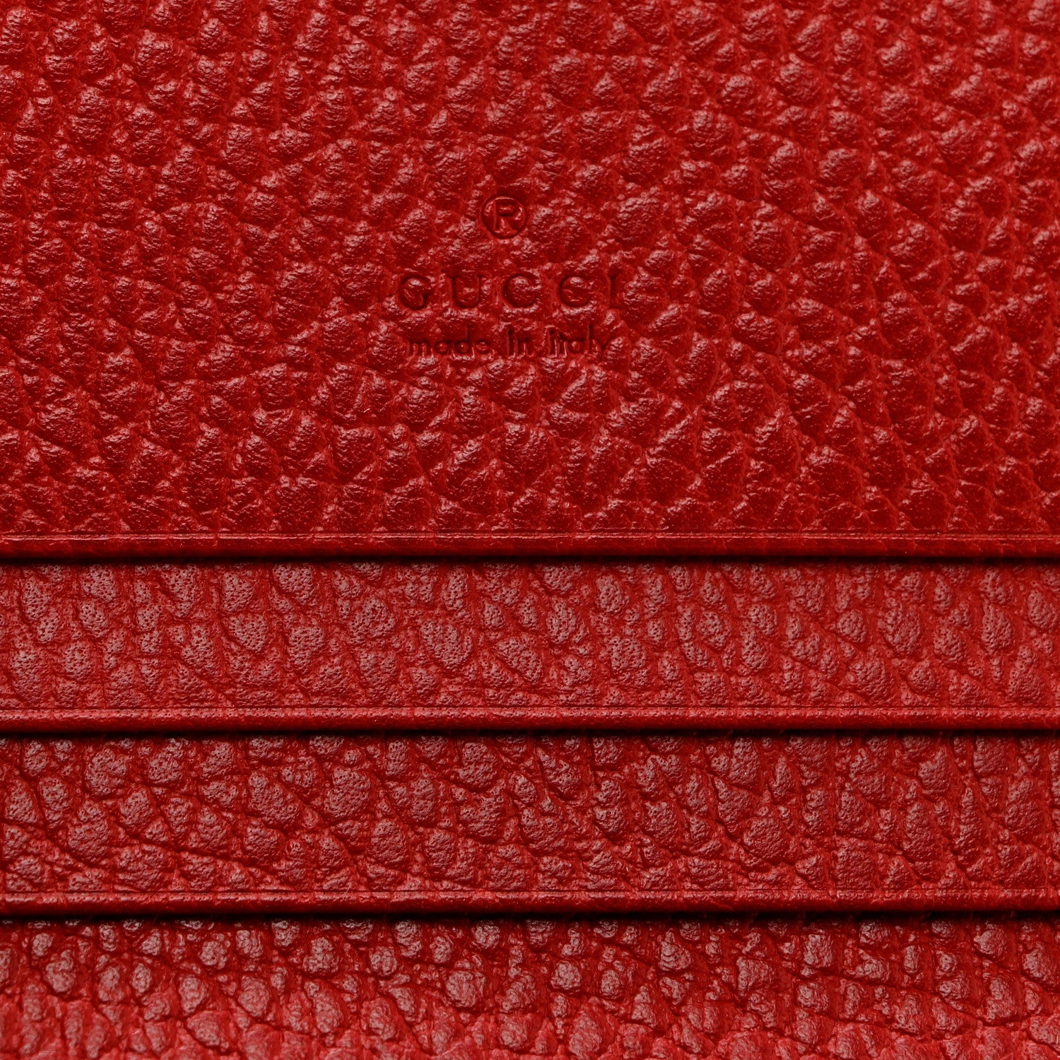 Gucci Pebbled Calfskin GG Marmont Card Case Hibiscus Red 6 of 7