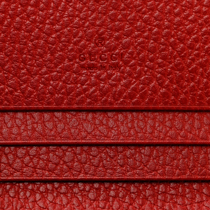 Gucci Pebbled Calfskin GG Marmont Card Case Hibiscus Red 6 of 7