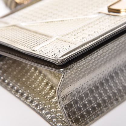Christian Dior Metallic Patent Micro-Cannage Medium Diorama Flap Bag Gold 11 of 22