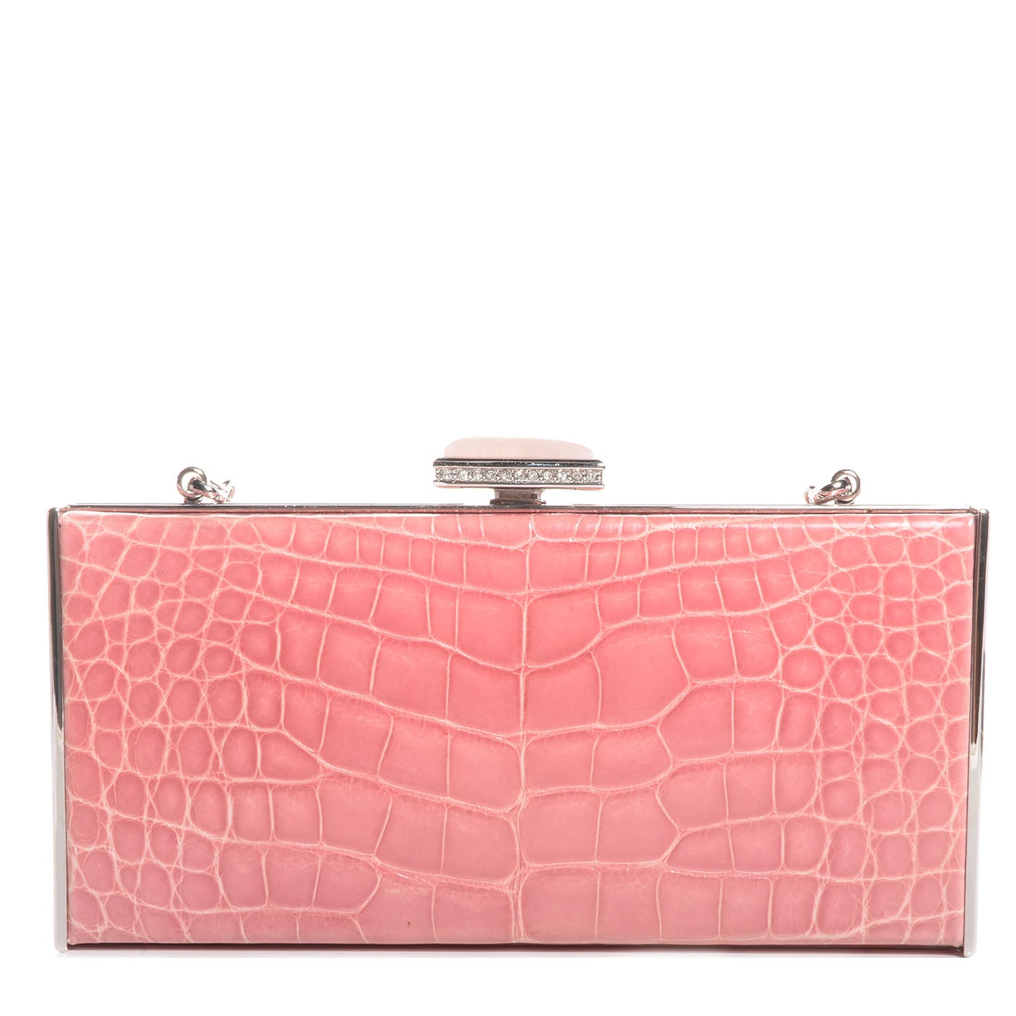 Crocodile Austrian Crystal Box Clutch Peony